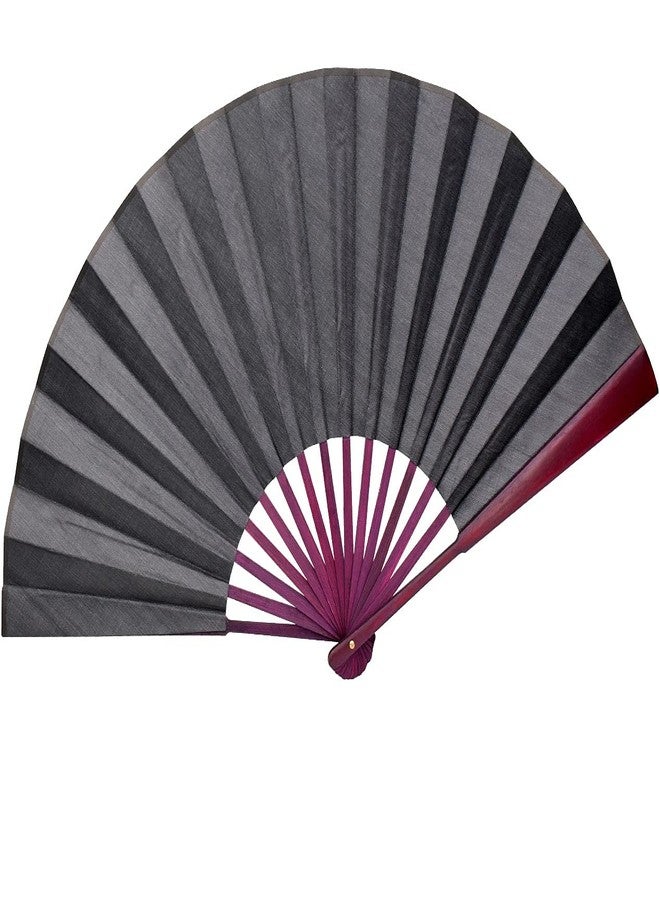 HONSHEN Chinese Folding Fan Hand Fan with Traditional Chinese Arts Handicraft Black 13inch - Image 1